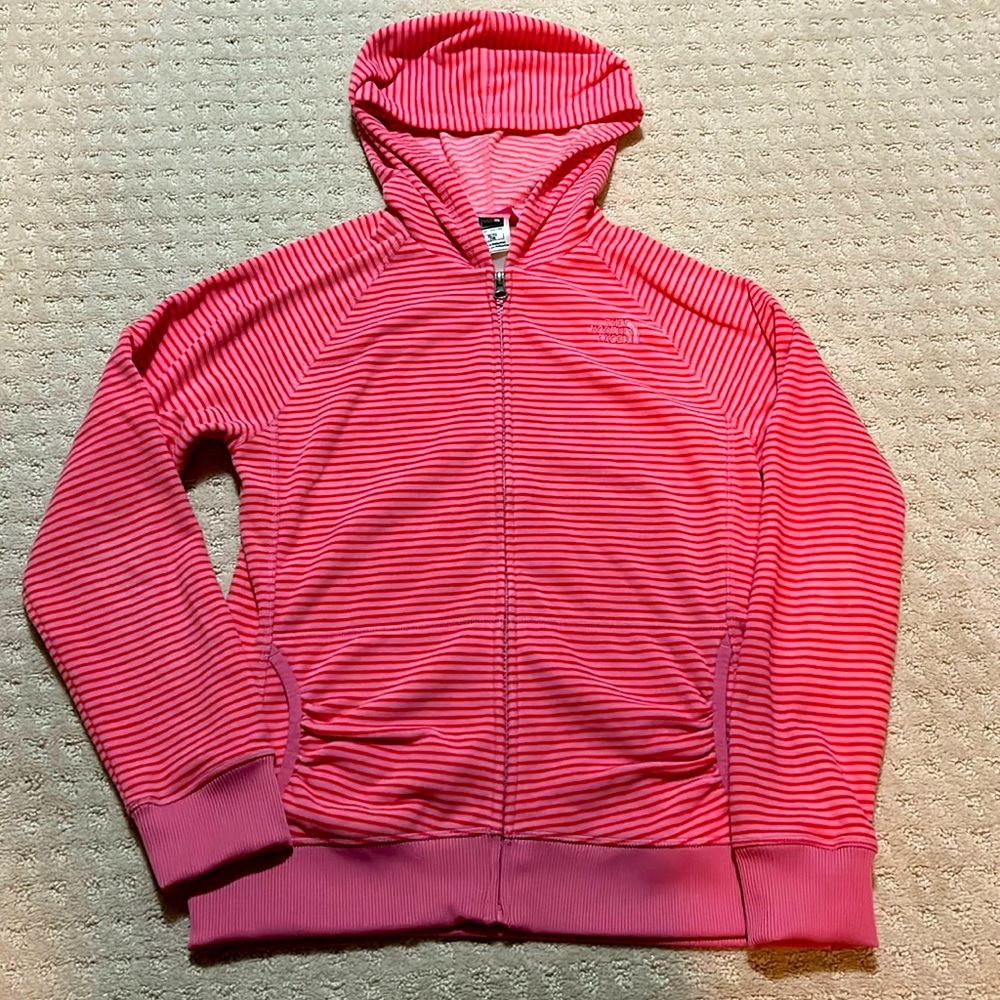 Girls north face fleece zip up with hood size xl.